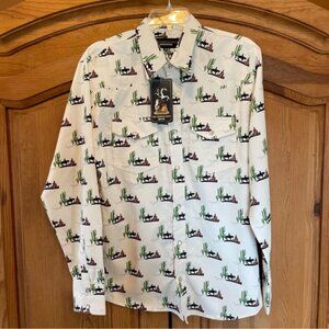The American West Pearl Snap Western Shirt Mens MED Cowboy Horse Cactus NWT